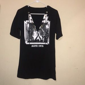 Lace up Vintage style KISS concert tshirt dress